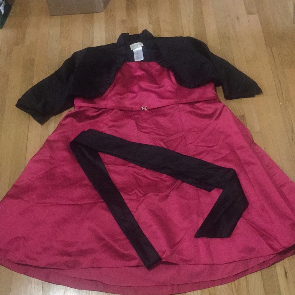 Davids bridal hot pink dress jacket and sash